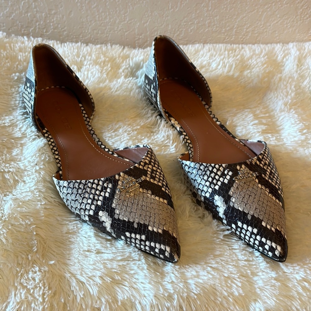 Coach Snakeskin Pointy Flats Size 9